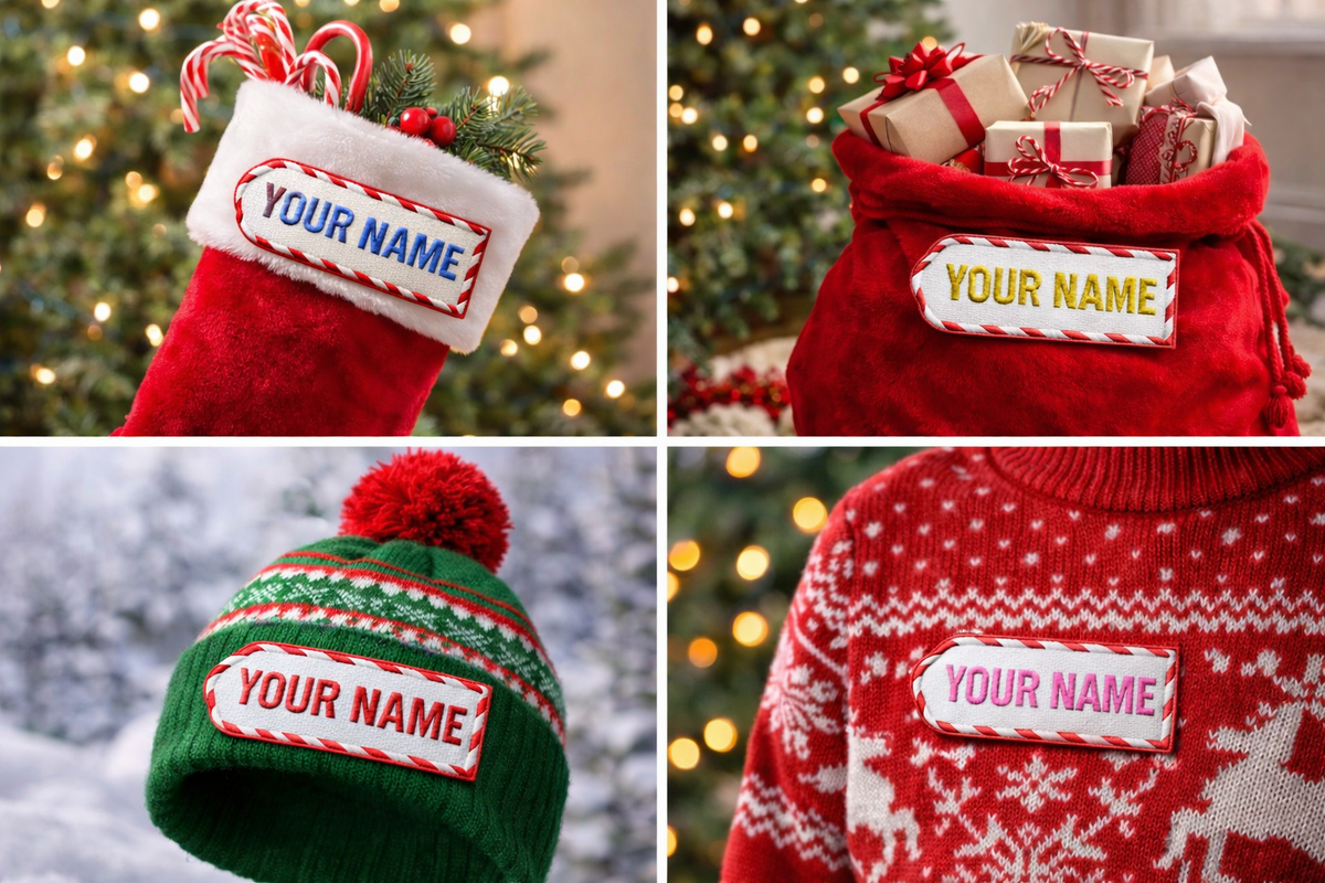 Etichetta Calza di Natale Personalizzata – Toppa Ricamata | Termoadesiva, da Cucire o Velcro