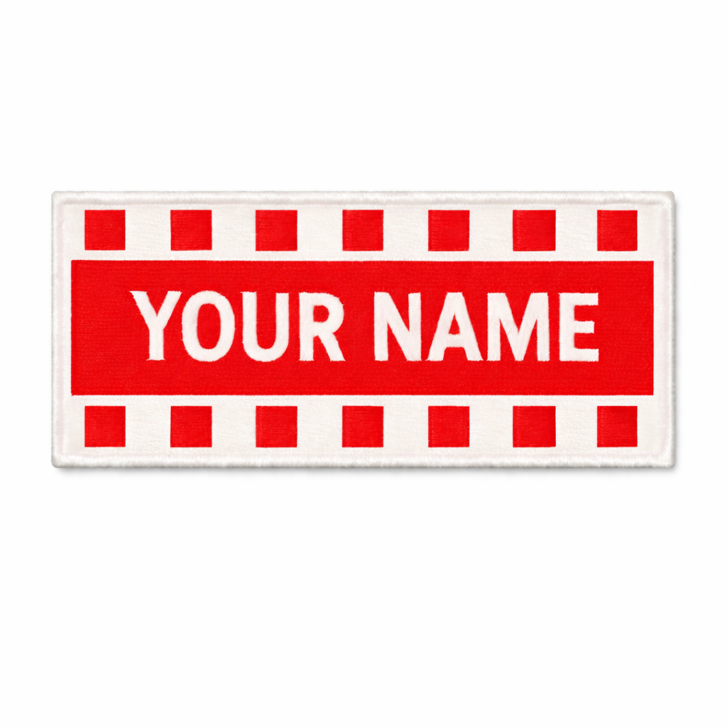 Toppa Nome Personalizzata Stile Cinema – Ricamata | Termoadesiva, da Cucire o Velcro