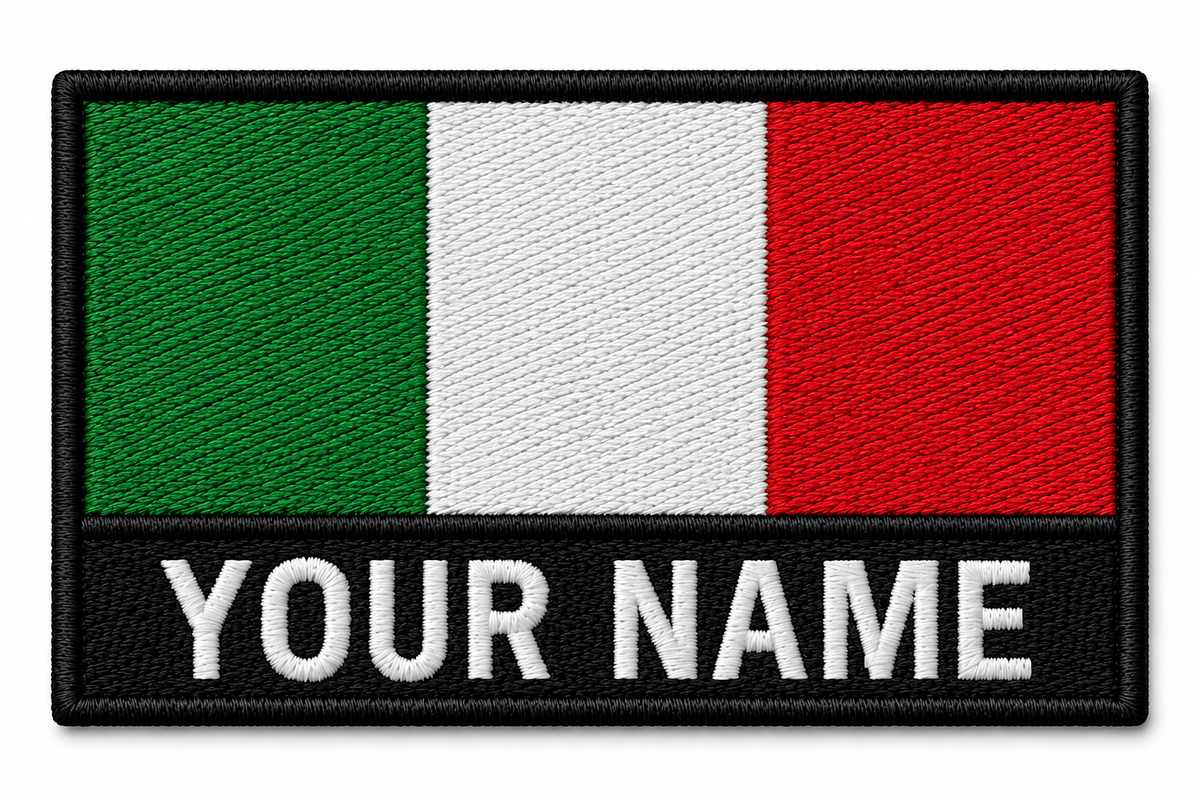 Toppa Nome Personalizzata con Bandiera – Tattica Ricamata | Velcro, Termoadesiva o da Cucire