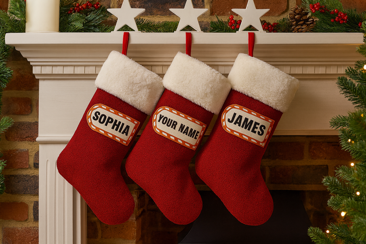 Etichetta Calza di Natale Personalizzata – Toppa Ricamata | Termoadesiva, da Cucire o Velcro