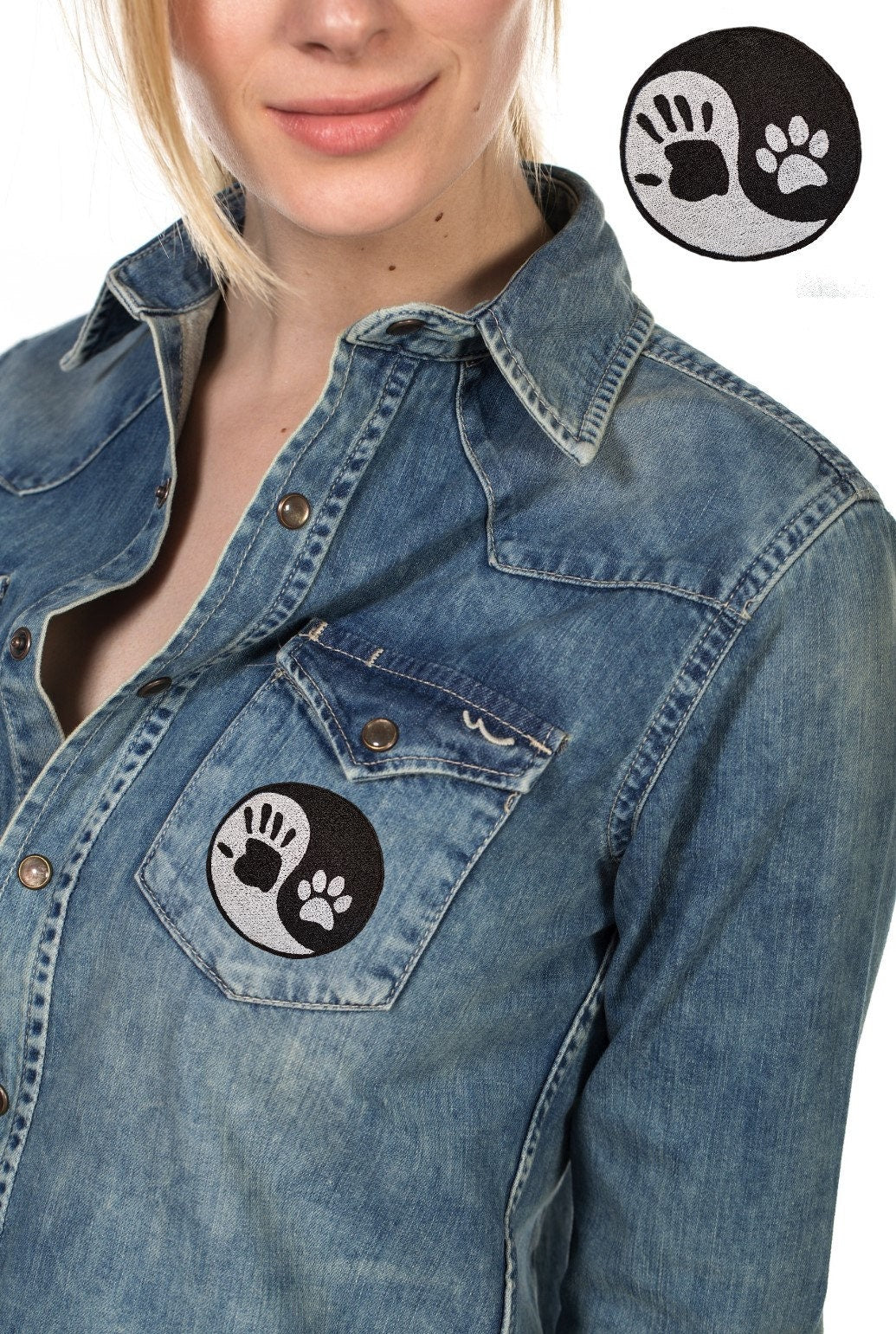 Toppa Ricamata Yin Yang Mano e Zampa – Termoadesiva o da Cucire
