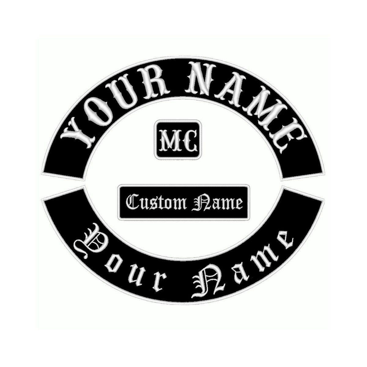 Custom Embroidered Rocker Patch – Personalised Motorcycle Club Jacket & Vest Badge