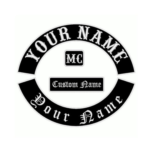 Custom Embroidered Rocker Patch – Personalised Motorcycle Club Jacket & Vest Badge